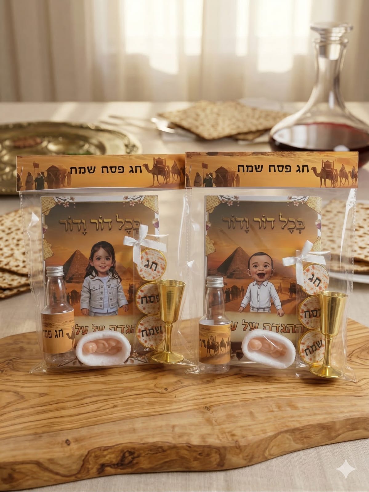 מארזי פסח מעוצבים עם הגדה ויין לילדים
